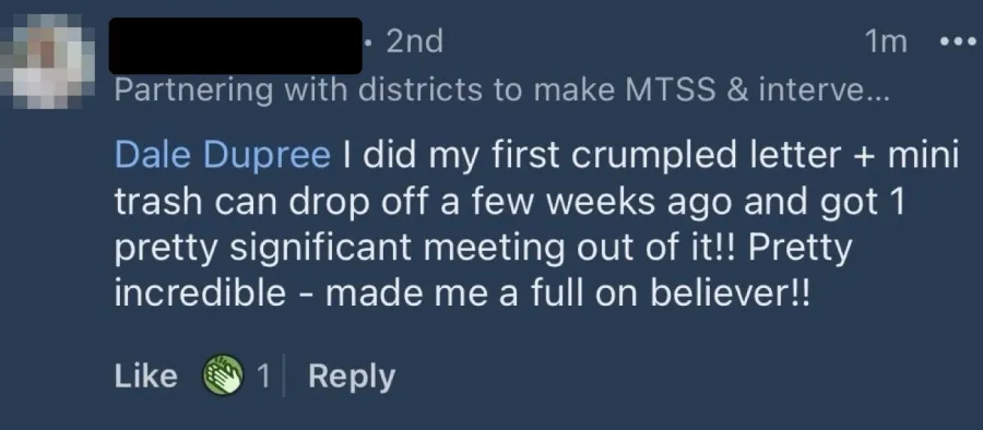 Comment: first crumpled letter and mini trash can drop got a pretty significant meeting.